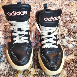 Adidas High Top Sneakers - Youth - Size 4.5 - Black Pink and White